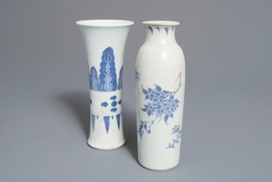 Two Chinese blue and white vases with floral design, Hatcher cargo, Transitional period